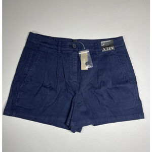 J Crew 3" Pleated Heritage Chino Short Womens 2 Navy Blue Cotton Shorts